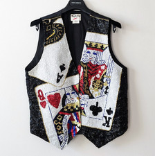 Vintage 1980s Fashion Fantasy Sequin Embellished Croupier Waistcoat   NWT
