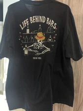 Fresh Vibes Life Behind Bars Mens Black Graphic Two Sided T-Shirt Size XL