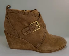 Franco Sarto Ankle Boot Wmn 11M Suede Leather Wedge Western L-Arielle Excellent.