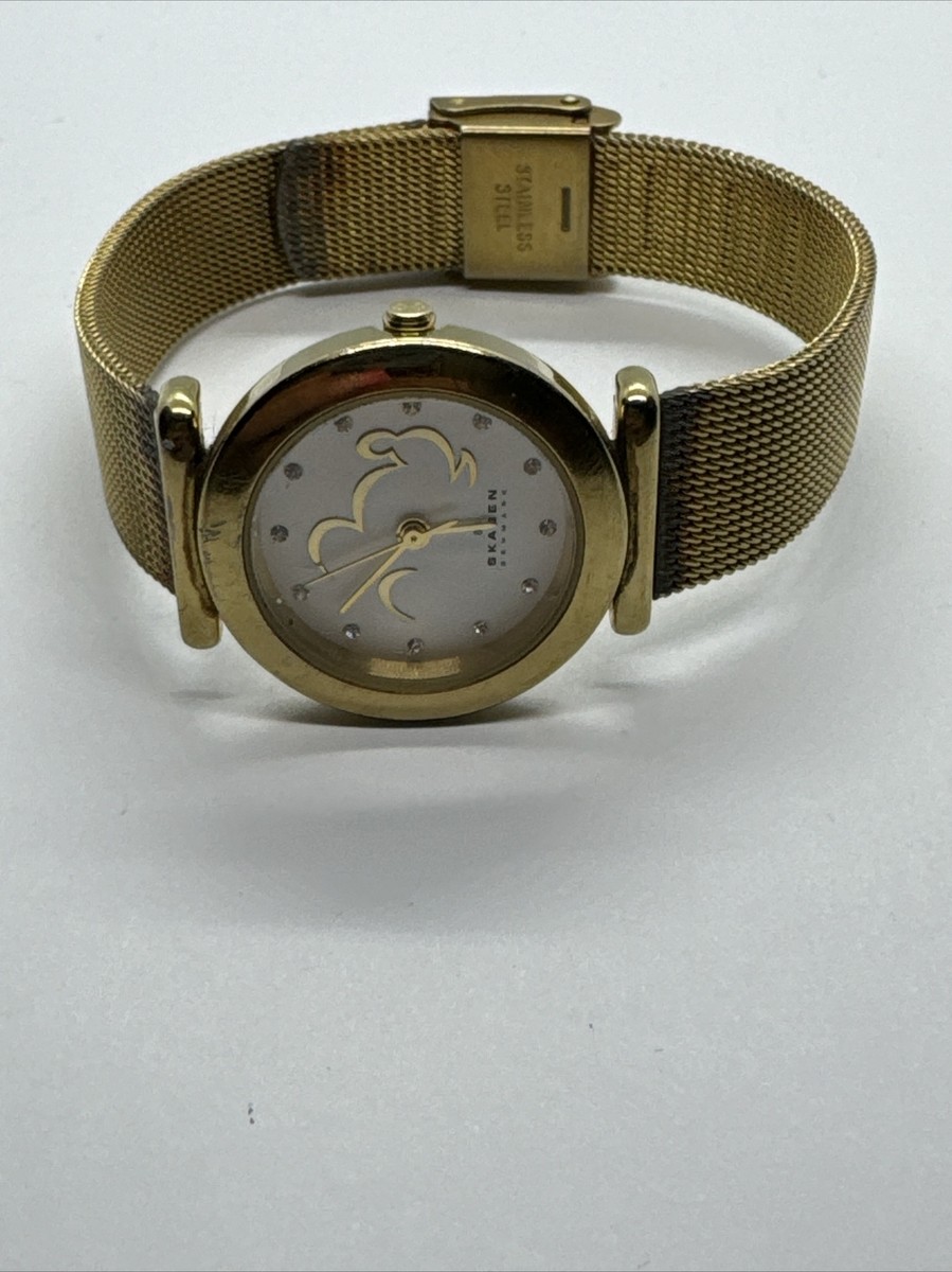 Skagen 107SGGD Women\'s Gold Tone Stainless Steel Analog Dial Quartz Watch AEA006 Skagen Steel Quartz Gold Silver Tone Watch - Etsy main image 4