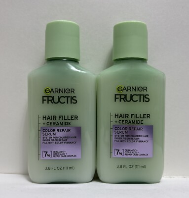 (2) Garnier Fructis Hair Filler + Ceramide Color Repair Serum-3.8oz. Each
