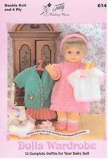 614 / AK11 Dolls Wardrobe- 13 outfits in DK & 4 Ply for dolls & premature babies