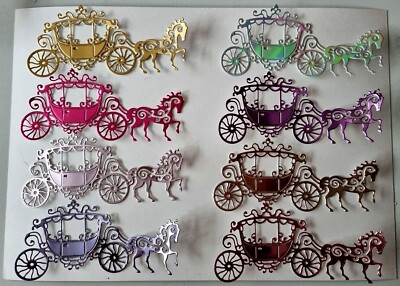 8 schöne Prinzessin Pferd & Kutsche Kinder Mädchen Karten Topper Stanzteile