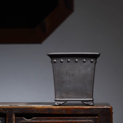8.2in Antique Chinese Yixing Zisha Plant Pots, Collectible Kiln-Fired Bonsai