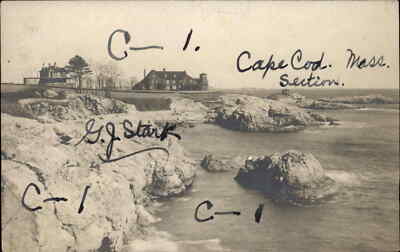 Homes on Point - Cape Cod Town? c1910 Real Photo Postcard
