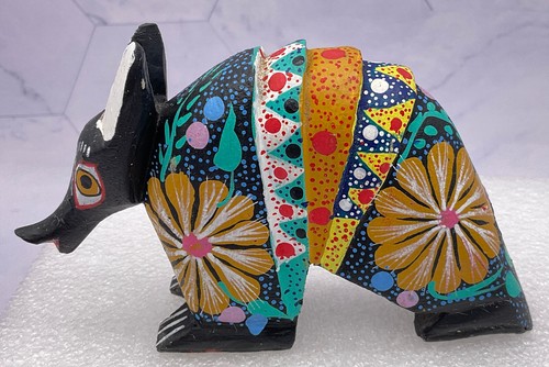Vtg Armadillo Small Wood Carved Figure Mexican Folk Art SERGIO HERNANDEZ CRUZ - Picture 4 of 20