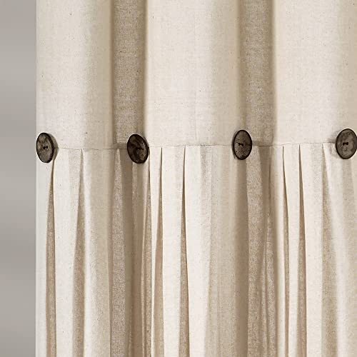 Linen Button Shower Curtain - Pleated Color Block Design With Coconut Button ... - Afbeelding 4 van 6