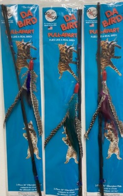 GO CAT DA BIRD ROD COUNT OF PULL APART INTERACTIVE CAT TEASER FEATHER TOY 