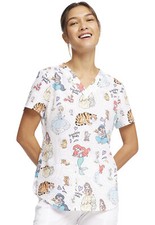 Disney Princesses Cherokee Scrubs Tooniforms Disney V Neck Top TF736 PRDG