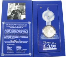 2004 THOMAS ALVA EDISON COLLECTORS COIN SET ORIGINAL BOX WORKING COIN LIGHT SET
