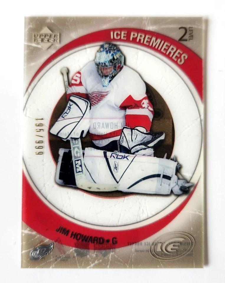 2005-06 Upper Deck Ice Premieres Уровень 2 /999 Джим Ховард #112 Wings RC дебютант - Изображение 3 из 3
