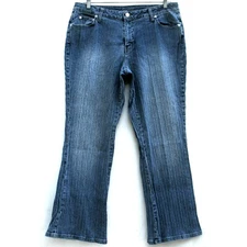 Gitano Flare Vtg Mom High Rise 35 x 30 Ribbed knit Denim Hippie Boho Sz 18W tag