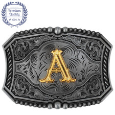 Gold Letter A Belt Buckle Metal Zinc Alloy Vintage Cowboy Western Retro
