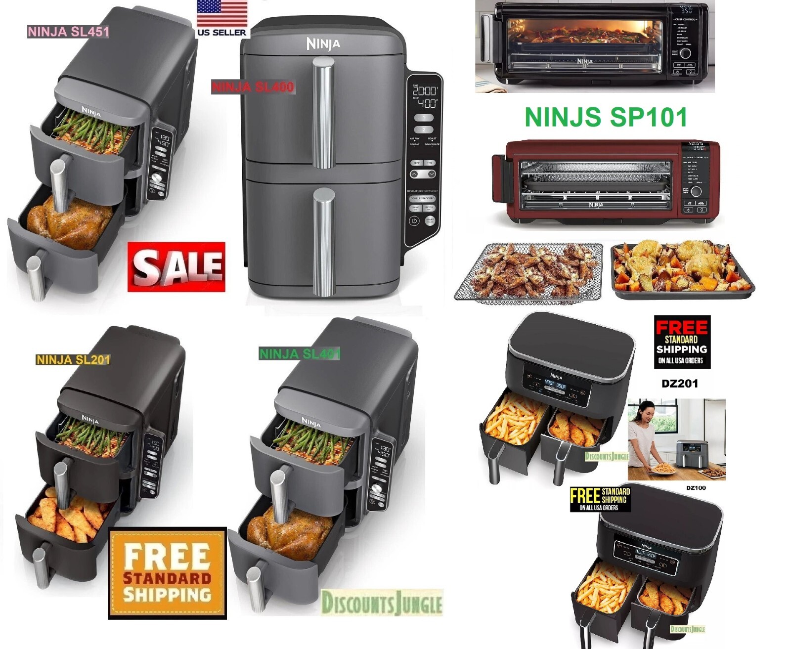 Ninja and Joyoung Digital Air Fryer with Nonstick DoubleStack and Dualzone Options  -image