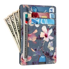 RFID Blocking Leather Pocket Wallet Credit Card Holder Case with ID Window