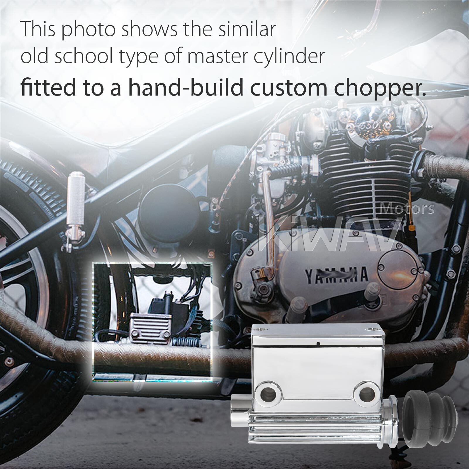 KiWAV rear master cylinder 5/8" bore chrome aluminum fits Harley bike ε