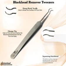 Blackhead Pimple Remover Tweezers Acne Blemish Whitehead Comedone Face Cleaner 