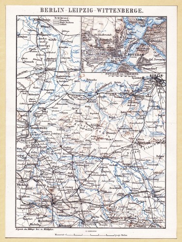 Berlin - Leipzig - Wittenberge, Eisenbahnkarte 1861-67 De Henry Long - Imagen 2 de 2