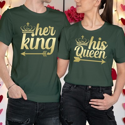 Paare Valentinstag Outfit Ideen König und Königin passendes T-Shirt Tee #VD