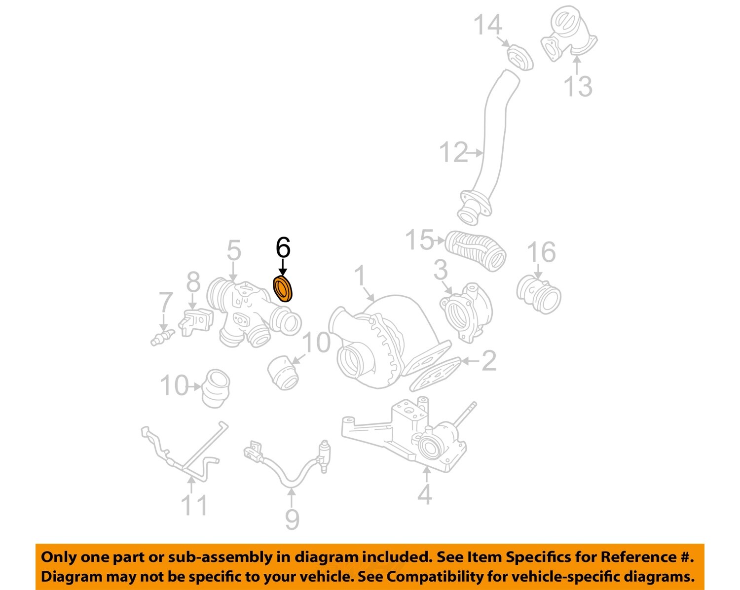 FORD OEM 1999 F-250 Super Duty Turbocharger Components-Duct Gasket F4TZ9E436A