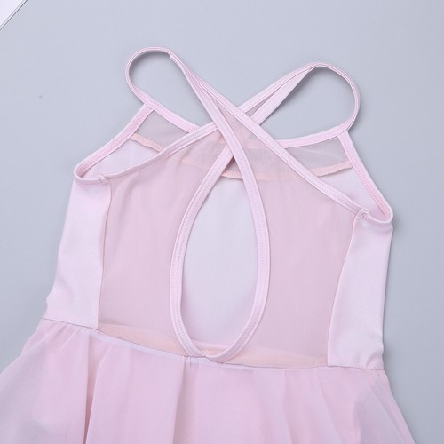 UK Girls Lyrical Ballet Skirt Chiffon Criss Cross Back Dress Sleeveless Leotard - Picture 49 of 74