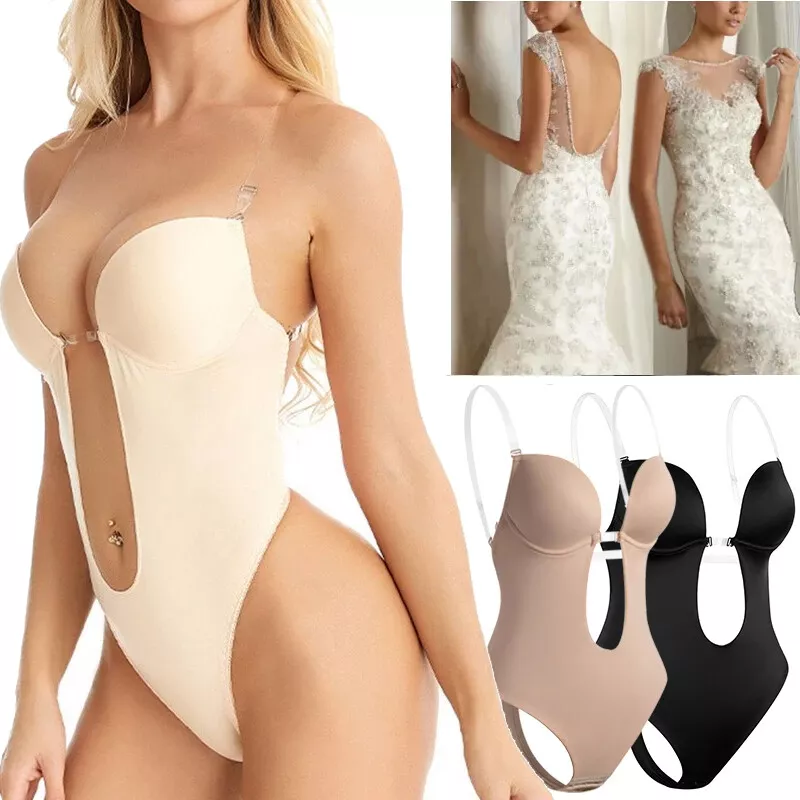 Women Plunging Deep V Neck Body Shaper Strapless Backless Bodysuit  Shapewear,XL