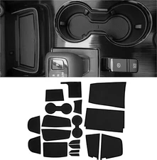 Black Console Cup Liner Pads Door Slot Non Slip Rubber Mats  Fits 21-23  Rogue
