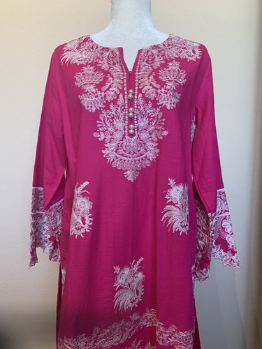 NWT Khaadi Pret Kameez Khaddar Pink Sz 12 Fully embroidered - Picture 4 of 10