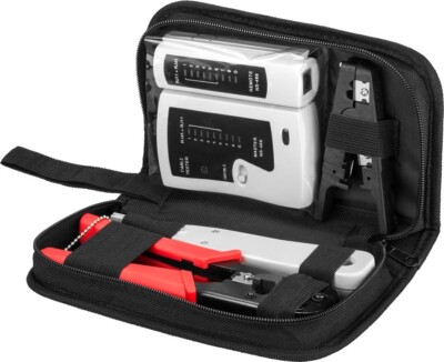Netzwerk Werkzeug Set RJ45 Crimpzange Abisolier Kabeltester LSA Auflegewerkzeug