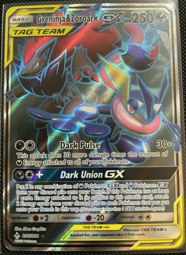 FULL ART Greninja & Zoroark GX ULTRA RARE Pokemon SM Unbroken Bonds 200/214 - LP