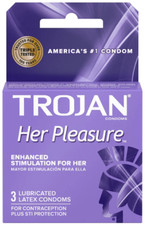 Trojan Her Pleasure Sensations Lubricated Condoms 3 Count Brand New