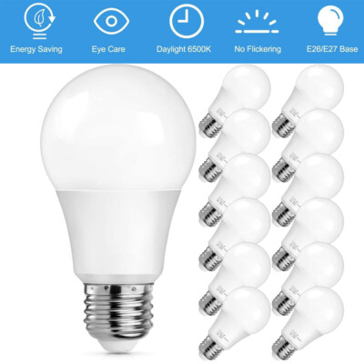 15Pack LED Light Bulbs 15W Garage A60/A19 Lamp E27 E26 Lamp Daylight White 6500K