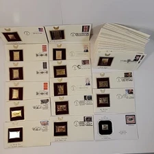 Large Lot of First Day of Issue Gold Stamps Replicas Commemorative Envelopes