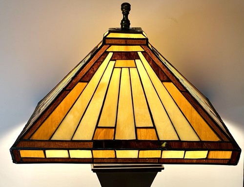Vintage MISSION ARTS & CRAFTS STYLE Stained Glass Lamp Shade Multi Colored - Picture 2 of 10