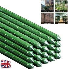 Green Garden Plant Stakes Metal Plastic Coated Climbing Support Cane Home Sticks