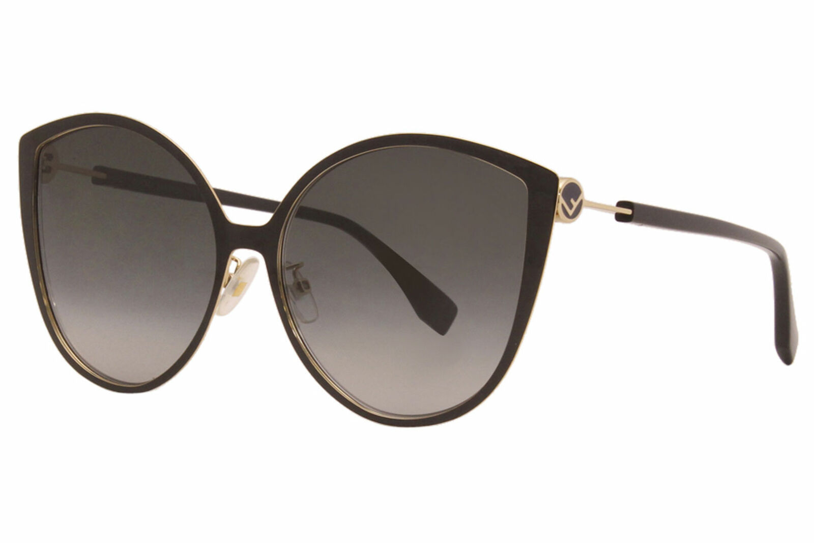 Fendi FF-0395/F/S 2M290 Sunglasses Women's Black-Gold/Grey Gradient Lenses 60mm