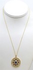 EFFY Blue Sapphire & Diamond Medallion Disc Necklace 14K Yellow Gold 3.81ctw — photo 2