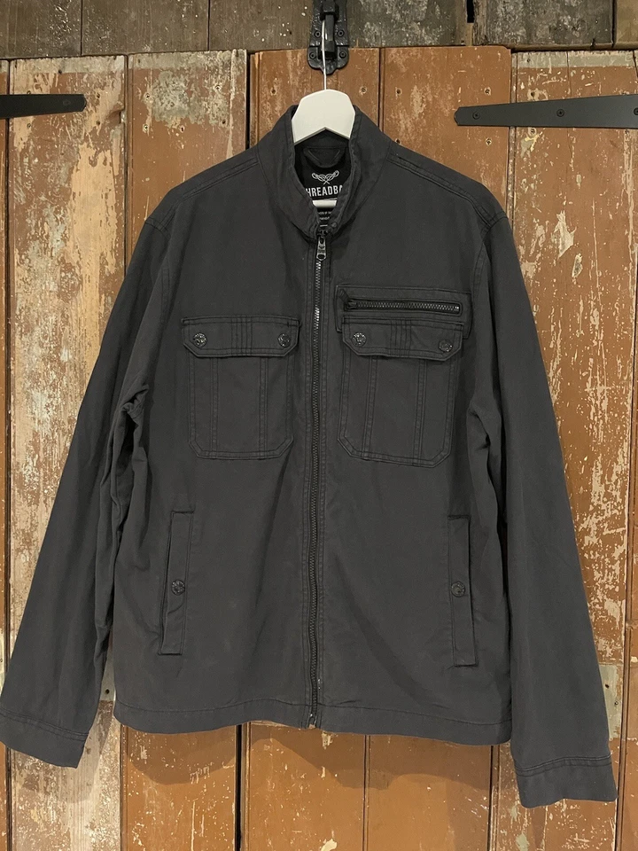 Threadbare Jacket Coat Men's Size XL Cotton Blue Full Zip Pockets High Neck - Image 3 of 4