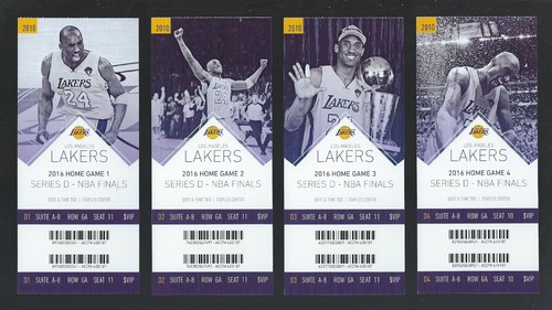 KOBE BRYANT 2016 NBA LOS ANGELES LAKERS NBA FINALS FULL TICKETS - 4 HOME GAMES