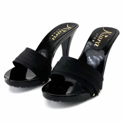 KIARA SHOES Schwarze Clogs - Schuhe Made in Italy Von 35 Bis 42 - Absatz 9 - K6501 SCHWARZ