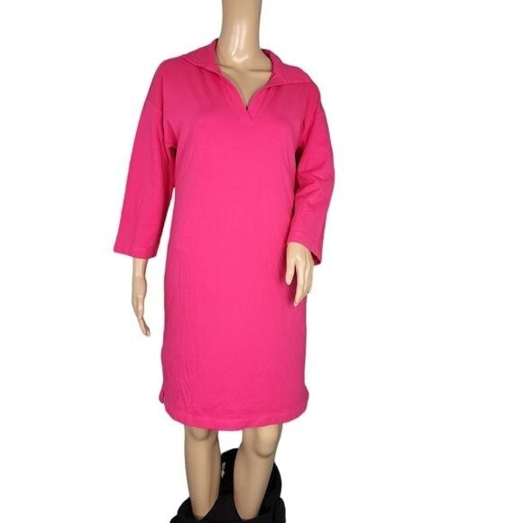 TALBOTS CLASSIC FRENCH TERRY JOHNNY COLLAR DRESS - Gem