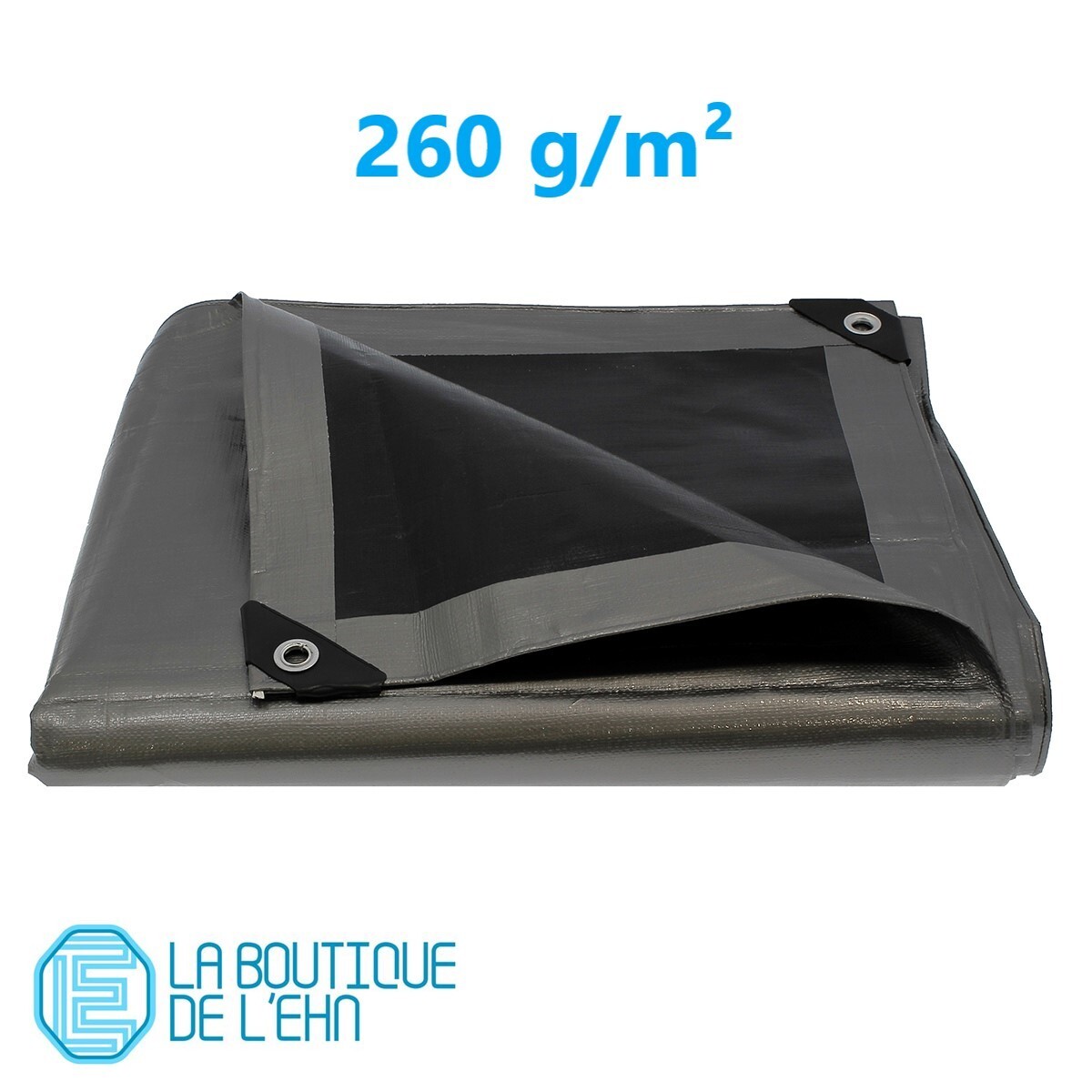 Bâche grise 2x4m pour stocker le bois de chauffage au jardin l'hiver avec 260g/m²