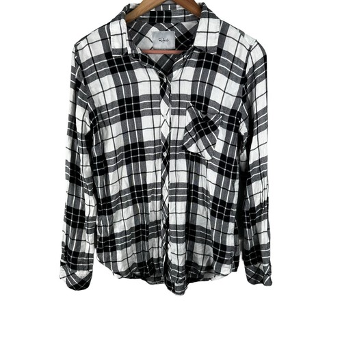RAILS Hunter Plaid Shirt in Navy Snow Forest Long Sleeve Buttoned Women's Small - Picture 2 of 24