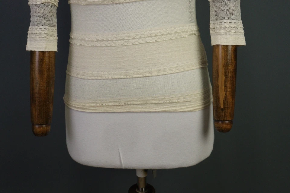 Blusa Camisa Denim & Supply Ralph Lauren Encaje Malla Manga 3/4 Cuello Redondo Talla S Foto 3 de 4