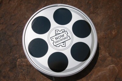 Now Showing Tin Container Round Empty Metal Storage Container