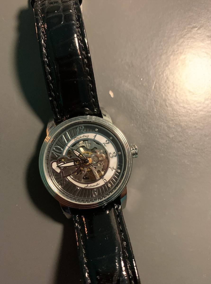 Stuhrling Original Krysterna Crystal Genuine Leather Watch 