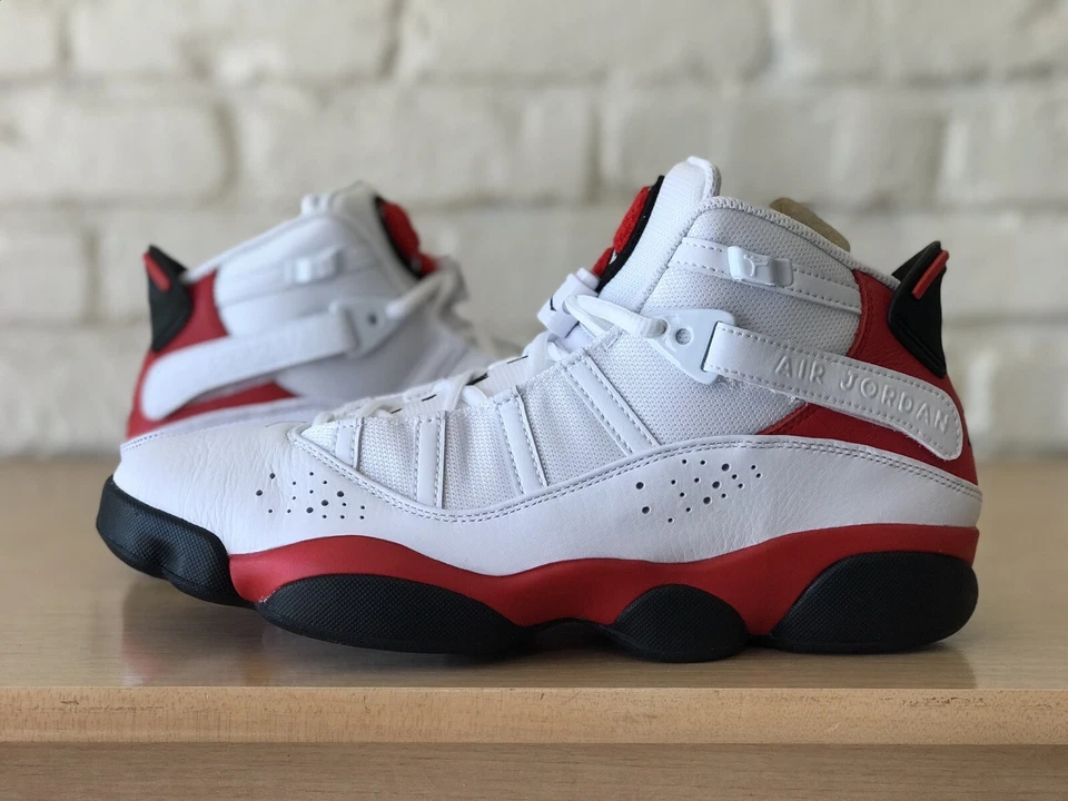 Nike Air Jordan 6 Rings Cherry Men 8.5 White Black University Red 322992-126 New - Image 2 of 4