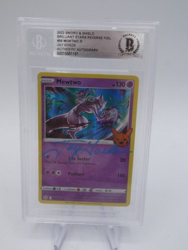 Jay Goede signed Mewtwo Slabbed Card. Pokemon. Hologram. Beckett COA