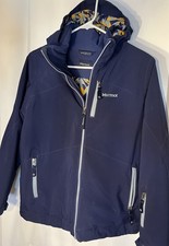 Youth Marmot Hooded Ski Jacket Navy/Yellow Size-XL