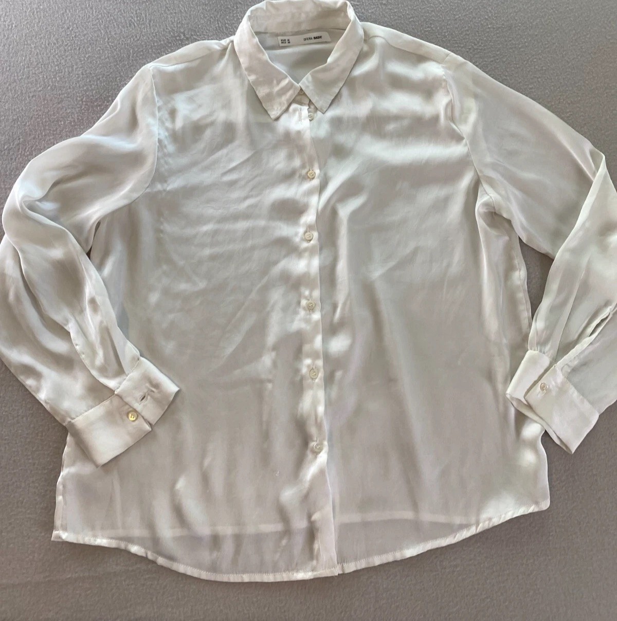 Sfera Basic Top Womens Medium White Collared Long… - image 1